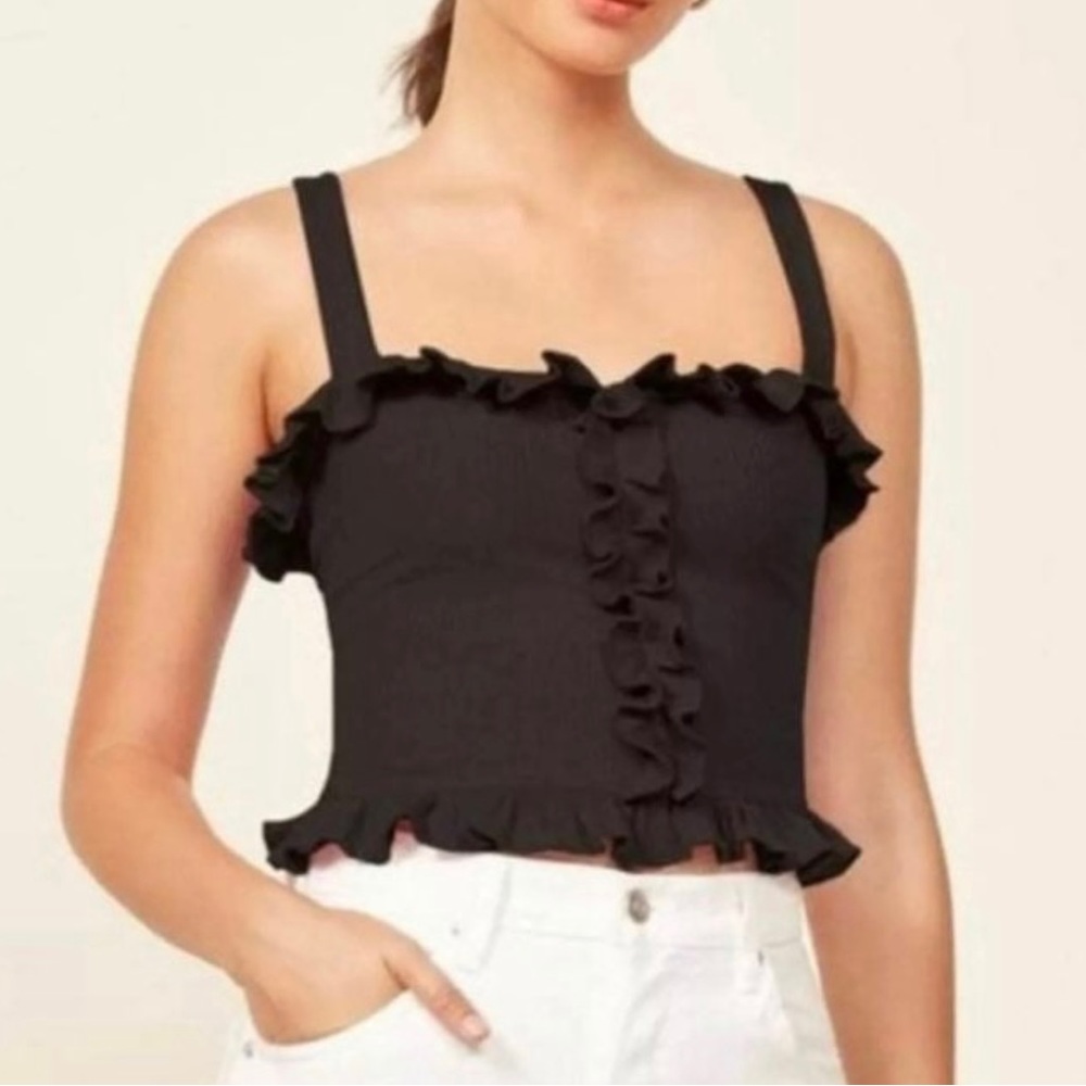 Excellent Pre-Owned Condition Black Reformation Trixie Crop Top Size Lg. - Picture 5 of 7